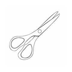 Simple black and white illustration of scissors isolated on a white background