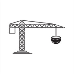 Silhouette of Construction Tower Crane &ndash; Flat Style Vector Illustration