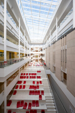 Calgary, Alberta - May 24, 2025: Interior space pf the Engineering faculty building on the University of Calgary.