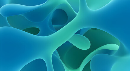 Abstract fluid shapes in blue and green, modern design