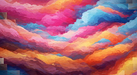 Abstract oil painting with vibrant colors