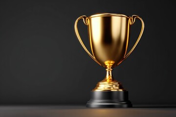 Fototapeta premium Polished golden trophy on a dark background.