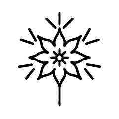 Bold burst flower with extended petals icon on transparent background for web and graphic design