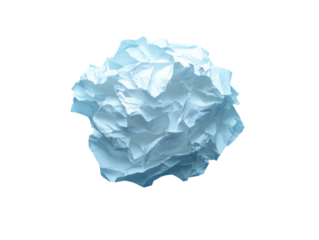 A pile of crumpled paper with a blue color