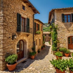 Fototapeta premium A delightful family picnic scene in a sun-drenched field, with parents and a child enjoying a meal on a blanket, surrounded by golden grasses.