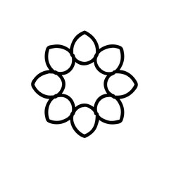 Clustered petals forming a ring icon on transparent background for web and graphic design
