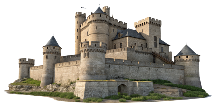 3D Model Medieval Castle, Stone Structure, Isolated on Transparent Background, Castle, 3D Rendering, Architecture - Powered by Adobe