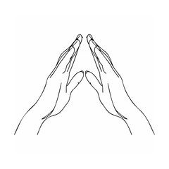 Simple hand drawn illustration of hands in prayer or protecting position
