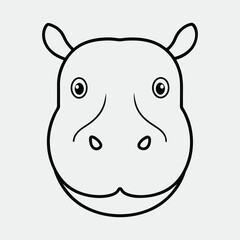 line art of a hippo head on the white background.1