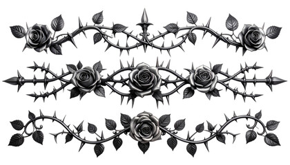 Eternal Beauty: A hauntingly beautiful monochromatic composition showcasing the timeless elegance of roses entwined with a delicate, yet formidable, thorny embrace.