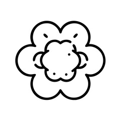 Puffy symmetrical flower icon on transparent background for web and graphic design