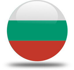 3D Circular Icon of Bulgaria Flag – Realistic National Symbol on White Background