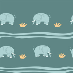 Whimsical design showcases cheerful elephants against a soft backdrop, perfect for children's clothing or nursery decor. Ideal for adding a fun touch to any project.
