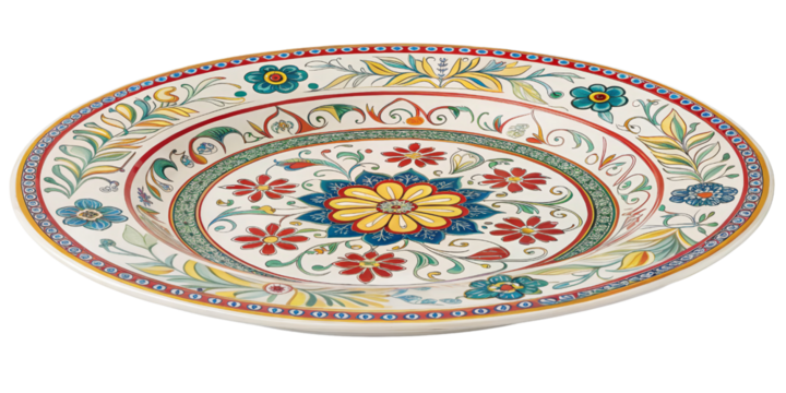 Floral Pasta Bowl, Isolated on Transparent Background, Italian Design, Hand-Painted, Pasta bowl, Serving bowl, Floral pattern