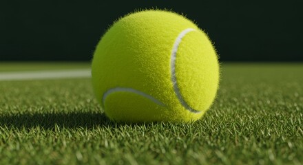 Tennis Ball Macro - Grass Court Detail