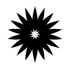 Silhouette bold burst flower with extended petals on transparent background for web and graphic design