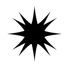Silhouette classic star explosion icon on transparent background for web and graphic design
