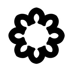 Silhouette clustered petals forming a ring icon on transparent background for web and graphic design