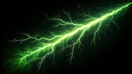 Green lightning bolt energy strike power electricity thunderbolt storm background effect art