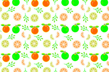 Seamless pattern citrus slices and orange fruit. Set of citrus slices and orange fruits. Citrus slices collection. Orange fruits pattern background. Seamless pattern of lemon fruit slices. 