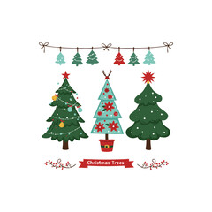 Vector set of christmas tree.