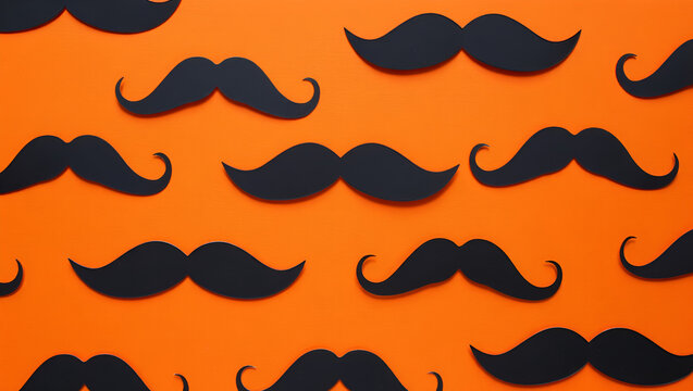 mustache set vector on orange background