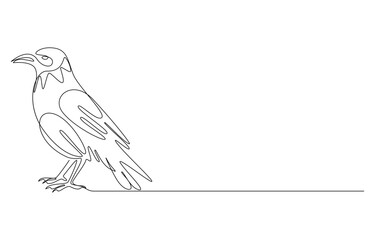 crow continuous line drawing