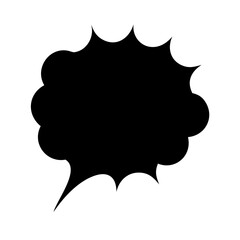 Silhouette long comic callout bubble icon on transparent background for web and graphic design