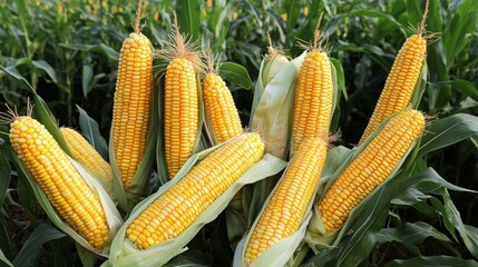 Golden Corn in the Field Ripe Ears, Harvest, Agriculture, Corn, Maize Agriculture, Farming