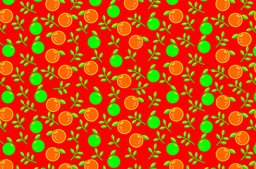 Seamless pattern of cute orange and green oranges pattern featuring green leaves. Perfect for background, fabric, textile, packaging and other commercial needs.