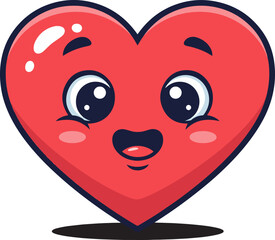 Obraz premium Adorable Cartoon Heart with Happy Face