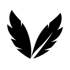 Silhouette outstretched feather wings icon on transparent background for web and graphic design