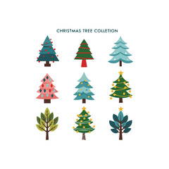 Vector set of christmas tree.