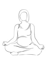 One continuous line drawing on white isolated background. Minimalism linear illustration. mother, female, pregnant, woman, lifestyle, resting, adult, indoor, relaxation