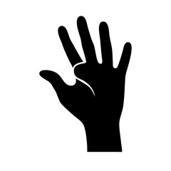 Fototapeta premium Silhouette raised hand with relaxed fingers icon on transparent background for web and graphic design