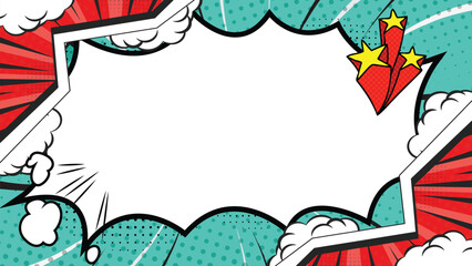 Pop Art Speech Bubble: A vibrant pop art speech bubble, brimming with comic energy, poised to house your creative text, perfect for impactful messaging or whimsical storytelling. 