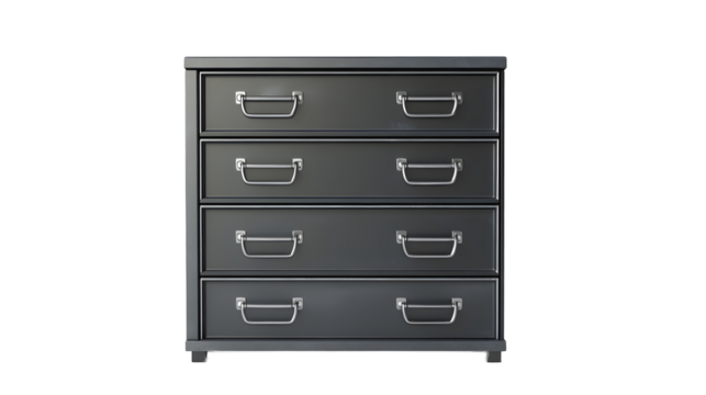 Steel cabinet with drawers isolated on transparent backgrond
