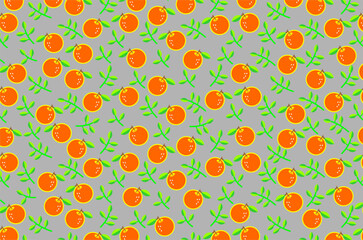 Seamless pattern of cute orange featuring green leaves. Perfect for background, fabric, textile, packaging and other commercial needs.