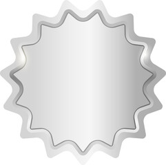 Silver star seal sign on transparent background