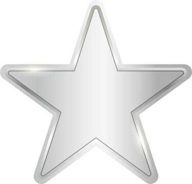 Silver star seal sign on transparent background
