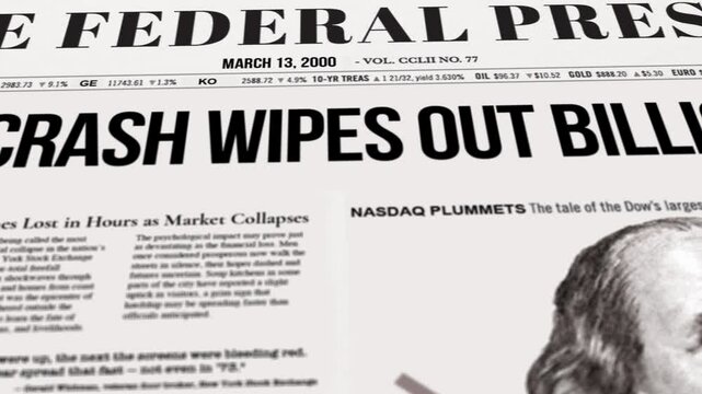 2000 Crash Newspaper Dolly Pan Close-up Headlines 17