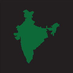Fototapeta premium Green Silhouette Map of India on a Black Background Design