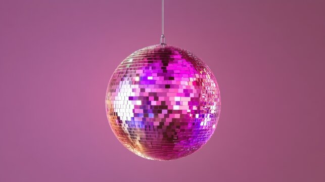 Pink Disco Ball Hanging, Purple Background, Party Decor, Disco Ball Party, Decoration