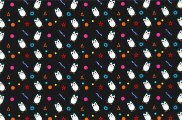 Seamlesss pattern of cute penguin background. Perfect for background, backdrop, wallpaper, textile, fabric and other commercial needs. Isolated concept.