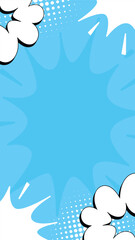 Dynamic Pop Art Design: Vivid blue backdrop with bold white cloud, a captivating burst of energy and design for any creative project.