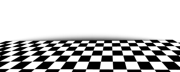 Naklejka premium Floor in perspective with checkerboard texture. Empty chess board. Vector illustration.