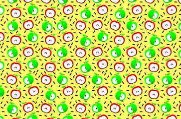 Seamless pattern of cute red apples and green apples. Seamless pattern of doodle fruit apple. Seamless pattern of sweet red and green apples.