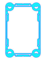 Light blue neon frame glowing on transparent background