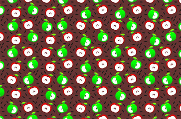 Seamless pattern of cute red apples and green apples. Seamless pattern of doodle fruit apple. Seamless pattern of sweet red and green apples.