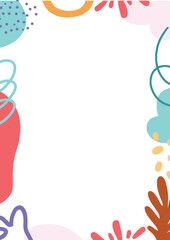 Abstract Frame of Whimsy: A vibrant and playful frame, featuring a collection of cheerful shapes and forms in a dynamic array of colors, exuding creativity and joy. 